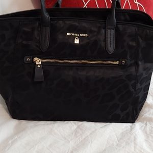 Michael Kors leopard jacquard nylon tote
